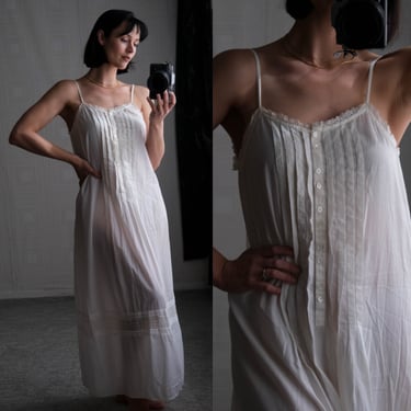 Vintage 90s Eileen West for Queen Anne's Lace Neiman Marcus Victorian Cotton Macrame Lace Nightgown | Made in USA | 1990s Designer Slip 