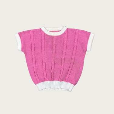 (S/M) Pink Short Sleeve Knit Sweater Top