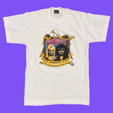 Vintage The Fabulous Freebirds Wrestling T-Shirt 1980s Retro Size Unisex Medium + WCW + Bad Street USA + Cotton/Polyester + WrestleMania 