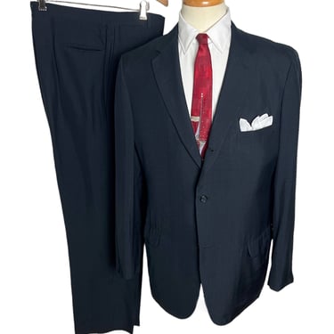 Vintage 1950s 2pc SILK Atomic Fleck Sack Suit ~ size 40 Long ~ Shantung ~ Sharkskin ~ Jacket / Pants ~ Rockabilly / Mod ~ 