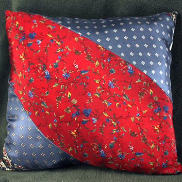 UNIQUE Necktie Pillow | Up-Cycled 10"x12" Pillow Made from Vintage Silk Ties | Pillow Form Included | Untied "Kensington Gardens" #142 