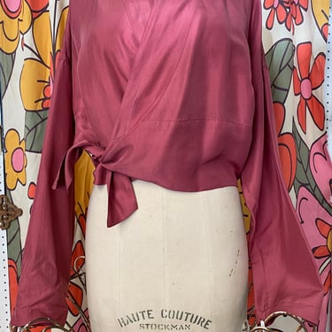 vintage y2k silk wrap blouse sara sturgeon cropped tie waist clothes minimalist 