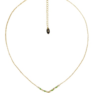 Stauer - Green &amp; Gold Helenite Teardrop Necklace