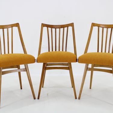 1960s Antonin Suman Oak Chair, Set of Three 