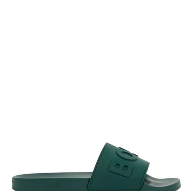 Boss Ergonomic Minimalist Green Slippers With Rubber Sole Men