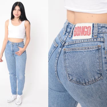 90s Bongo Jeans 26 -- 1990s Mom Jeans High Waisted Skinny Jeans Denim Tapered Pants Blue Slim Vintage Extra Small xs 