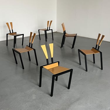 Memphis Design Postmodern Geometrical Stackable Dining Chairs by Karl Friedrich Förster for KFF, 1980s Germany 