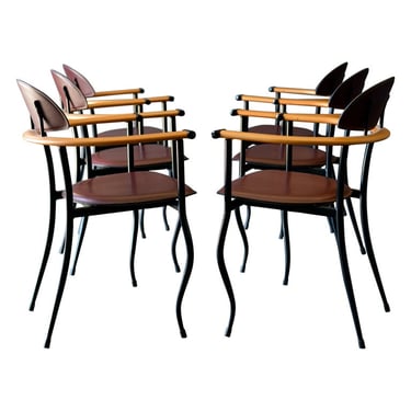 Set of 6 Stiletto ‘Marilyn” Dining Chairs by Arrben of Italy, ca. 1980