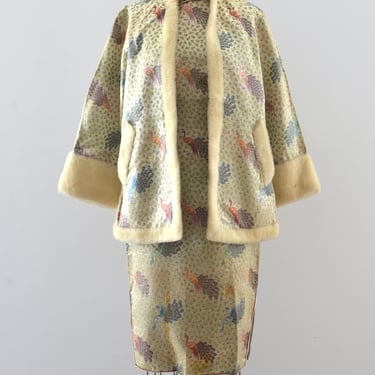Vintage 50's Peacock Cheongsam Dress Set