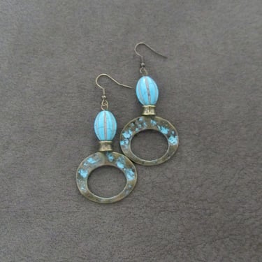 Blue patina antique bronze earrings 42 