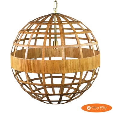 Oversized Wrapped Rattan Sphere Chandelier