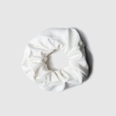 white 'all-over reroll' scrunchie