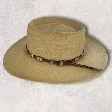 Vintage La Providencia Sombrero Straw Western Mens Belted Hat Sz 6 7/8 