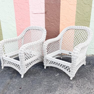 Pair of Palm Beach Braided Wicker Chairs