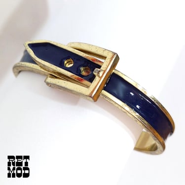 Chic Navy Blue Metal Belt Style Bracelet Bangle 