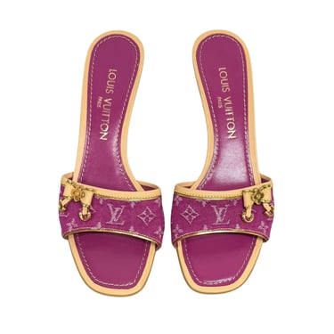 Louis Vuitton Pink Denim Monogram Kitten Heels