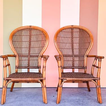 Pair of Island Chic Rattan Chairs