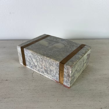 Vintage Marble Storage Box With Accent Brass 