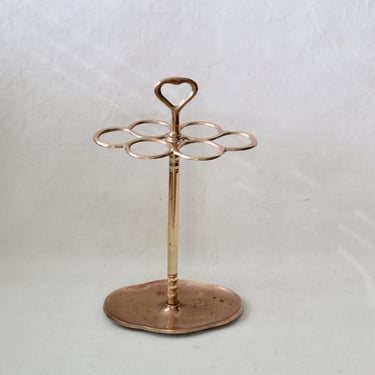 Vintage Mid Century Six Ring Sectional  Brass Umbrella Stand 