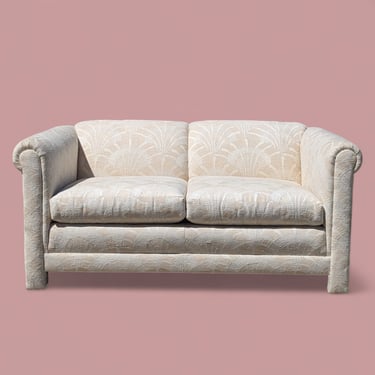 Vintage Loveseat, Mid Century, MCM, Small Sofa, Living Room, Unique Textured off-white Fabric 