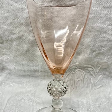 8 Golf Ball Venetian Anna Rose, Peach Pink by MORGANTOWN~  Crystal Water Goblets, Wine Glasses~ Vintage Wine Glass Set 0f 8 ~ Replacements~ 