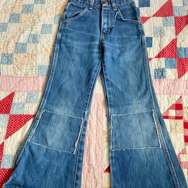 Vintage 60s 70s Kids Wrangler Bell Bottom Flared Jeans 18 inch waist by TimeBa