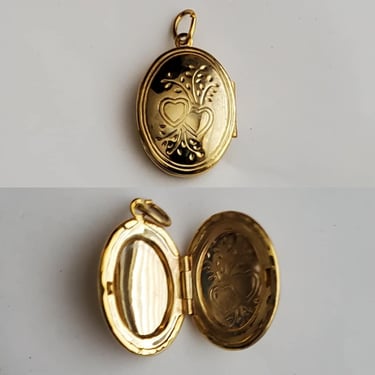 Victorian Revival Oval Heart Locket Pendant - Vintage Locket - Vintage Accessories 
