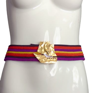 YVES SAINT LAURENT- 1980s Braided Cord Ship Belt, Waist-29"