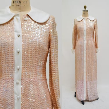 70s Vintage Vintage Sequin Jacket Cardigan Sweater Size Small Medium By Moschino Cheap and Chic Red Pink Cream White Large Sequins 