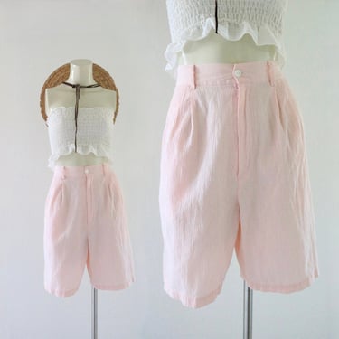 textured petal shorts 29-33 vintage 90s y2k pastel light pink high waist womens size medium shorts 