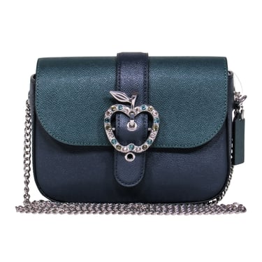 Coach - Green & Navy Foldover Apple Buckle w/ Chain Strap Crossbody Bag