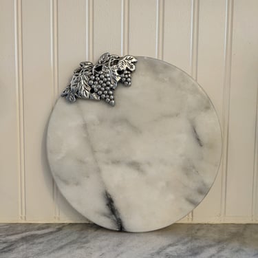 Vintage Marble Cheese Board with Pewter Grapes 