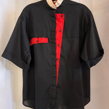 1980s Black &amp; Red Chef's Shirt
