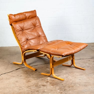 Mid Century Danish Modern Lounge Chair Orange Leather Ingmar Relling Westnofa
