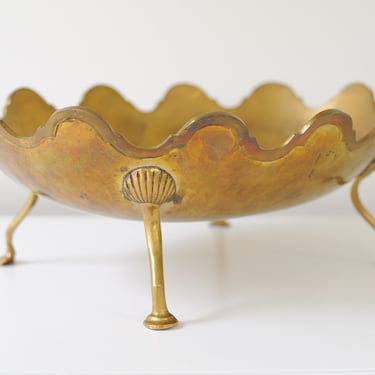 Large Brass Scalloped Footed Centerpiece 