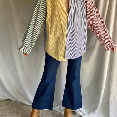 y2k Stripe Shirt / Tommy Hilfiger 90's Men's Button Up Shirt / Soft and Worn Shirt / Gender Neutral Shirt / Boyfriend Shirt 
