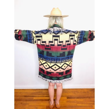 Tapestry Jacket // vintage southwestern blanket coat boho hippie dress blouse hippy sweater 70s 80s  // O/S 