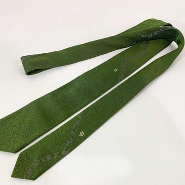 Vintage Green Skinny Necktie 1960s 60s Menswear Tie Suit Father's Day Retro Custom Craft Cravats 