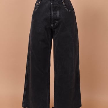 Black Y2K Extra Wide Leg Contrast Stitch Jeans By Kikwear, 32