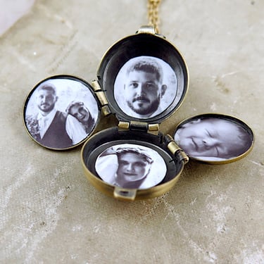 Personalized Round Multi Photo Locket, 4 Photo Locket Necklace, New Mom Gift with Photos, Pendant with Photographs 