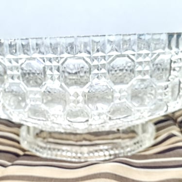 Vintage REGALINE Decorative  Clear Acrylic footed Serving Bowl Coin design 