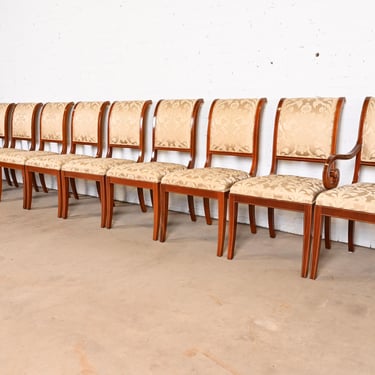 Kindel Furniture Regency Carved Mahogany and Gold Gilt Dining Chairs, Set of Ten