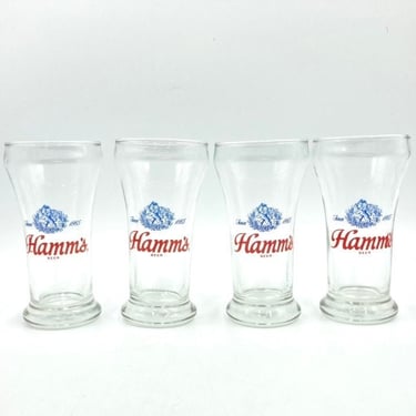 Hamm's Beer Lion's Crest Sham Style Glasses, Vintage or Collectible Pilsner Glass, 