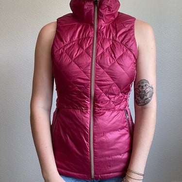 Lululemon Womens Berry Red Pink Goose Down Puffer Quilt Vest Zip Jacket Sz 6 