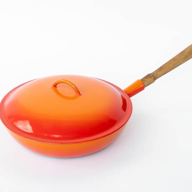 Descoware Orange Fry Pan with Lid with Rounded Handle 