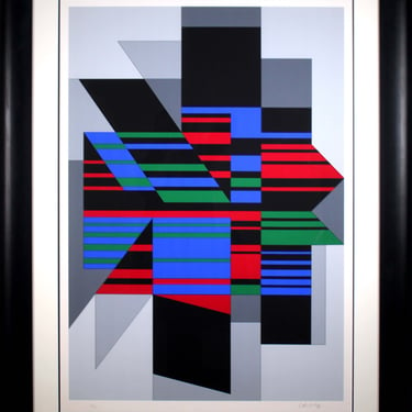 Victor Vasarely Attika Signed Op Art Geometric Modern Serigraph 4/300 Framed 