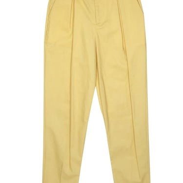 Equipment - Pale Yellow High-Waisted Cotton Pleated Trousers Sz 4