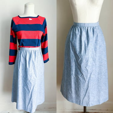 Vintage 1980s Chambray Pencil Skirt / XS 