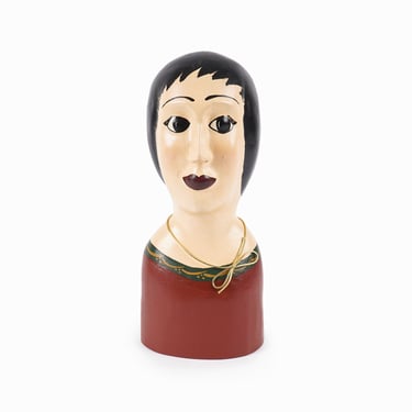 R. Cotter Wooden Bust Sculpture Hand Painted 