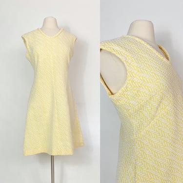 Vintage Yellow Dress in Classic A-like Silhouette / Sundress / Mod 
